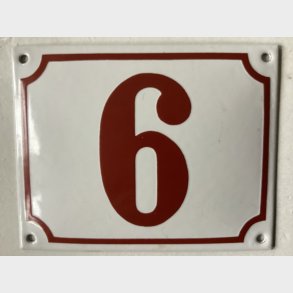 Emalje husnummer nr. 9 - eller 6 - hvid/rd