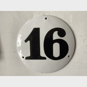 Emalje husnummer nr. 16 Engelhart