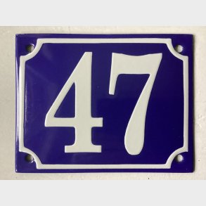 Emalje husnummer nr. 47 - bl�/hvid