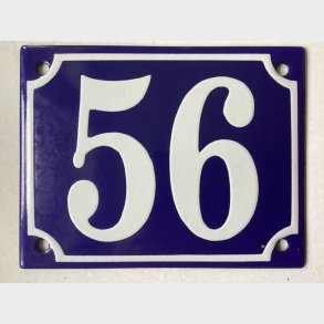 Emalje husnummer nr. 56 - bl�/hvid