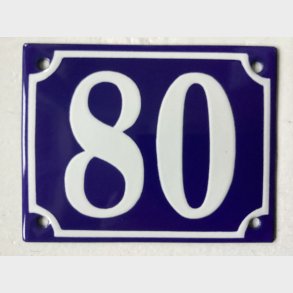 Emalje husnummer nr. 80 - bl�/hvid