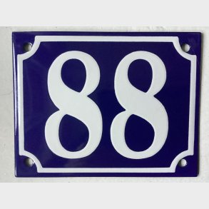 Emalje husnummer nr. 88 - bl�/hvid