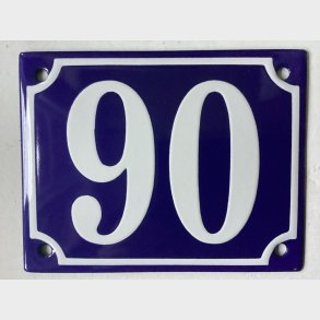 Emalje husnummer nr. 90 - bl�/hvid