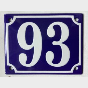 Emalje husnummer nr. 93 - bl�/hvid