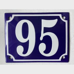 Emalje husnummer nr. 95 - bl�/hvid